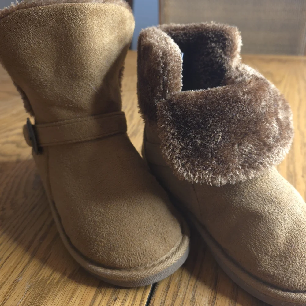 Rampage‎ Kids Brown Faux-Suede Plush-Lined Ankle Boots with Buckle